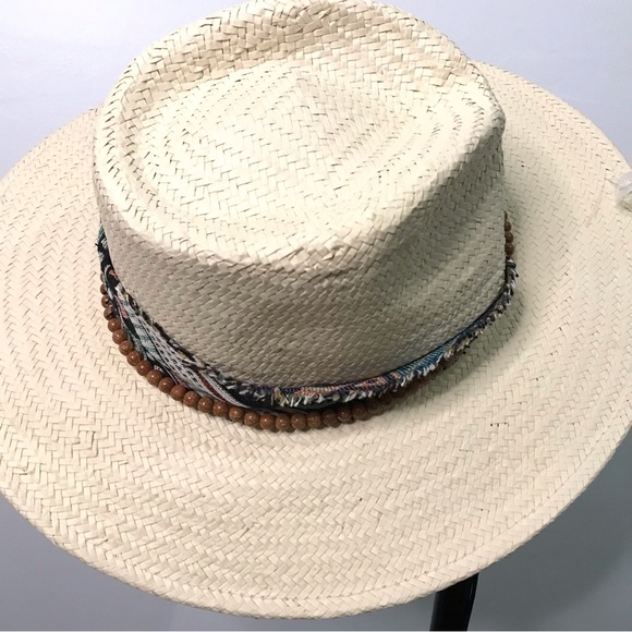NWT Madewell x Wyeth Straw Kassia Pattern Beaded Wide Brim Straw Rancher Hat OS - Picture 3 of 10